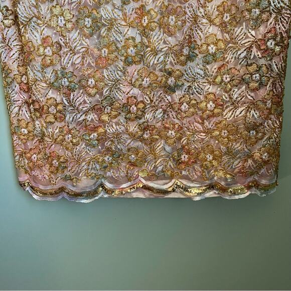 Rina Di Montella Floral Spring Shimmer Beaded Shift Dress Size 16 - Picture 3 of 14